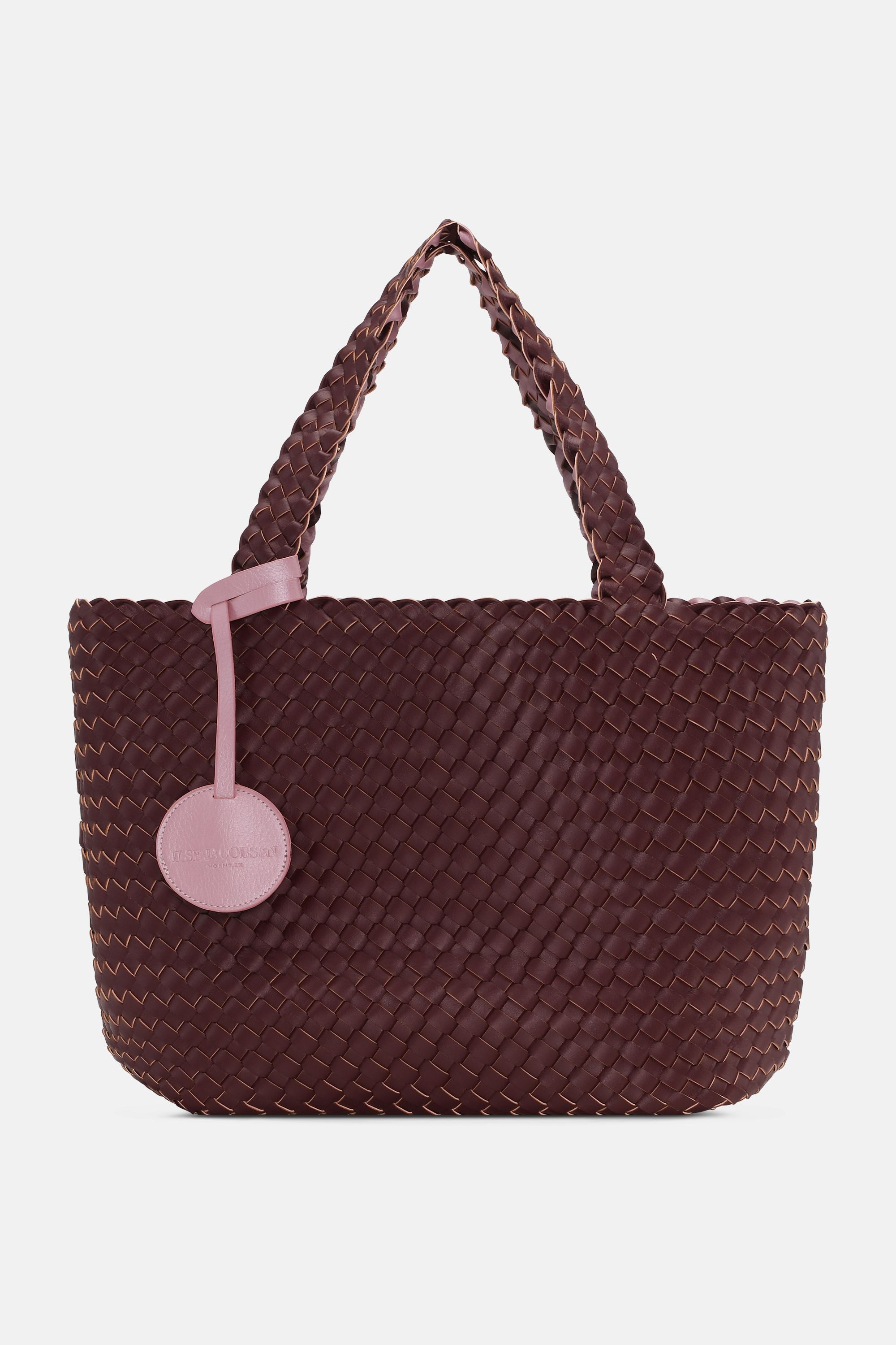 Tote Bag Flettet - Maroon Banner Rosy Pink